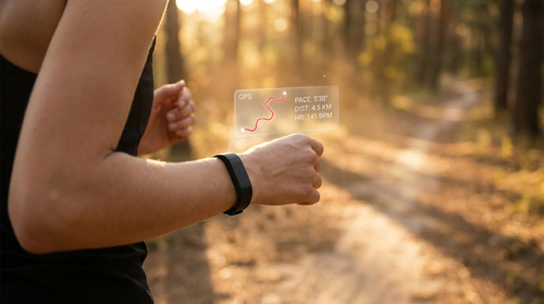 Built-in GPS — runner mapping a route in real time with the Longetive Health Band