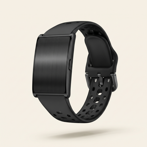 Longetive Health Band — matte black screenless band, studio hero shot